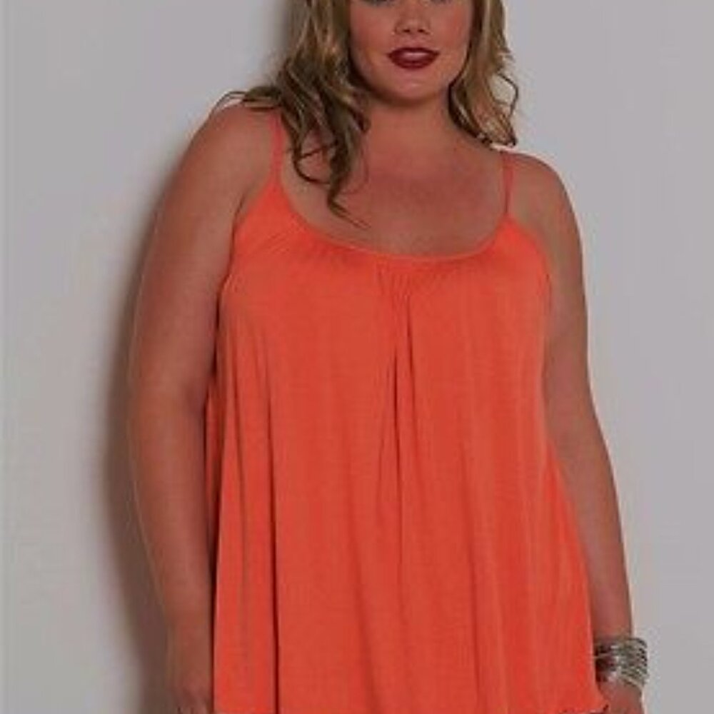 Lane Bryant Women's Plus 26 Bright Coral Sleeveless Tank Adjustable Strap Sheer